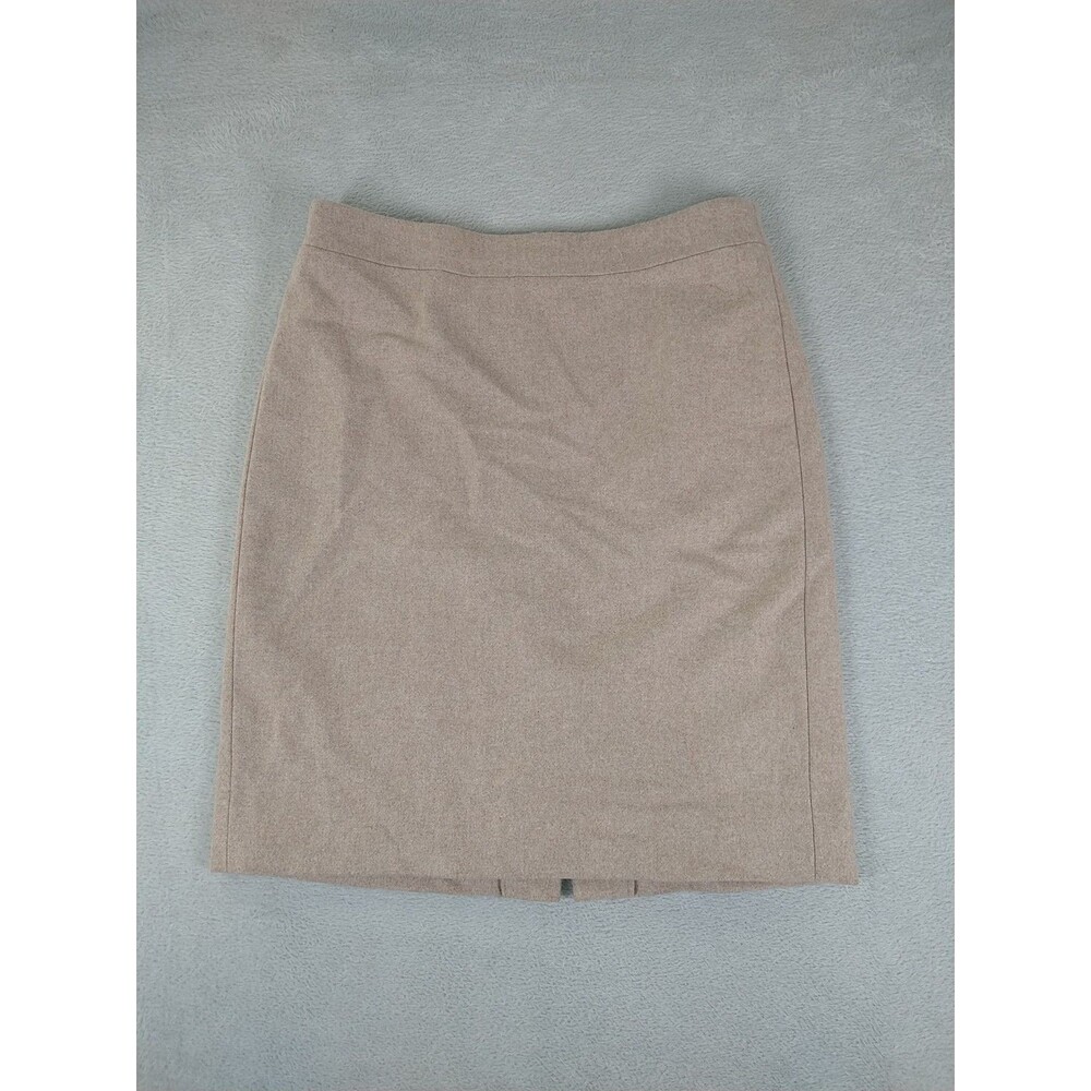J. Crew The Pencil Skirt Wool Blend Women's 6 Tan Lined Back Zip/Slit